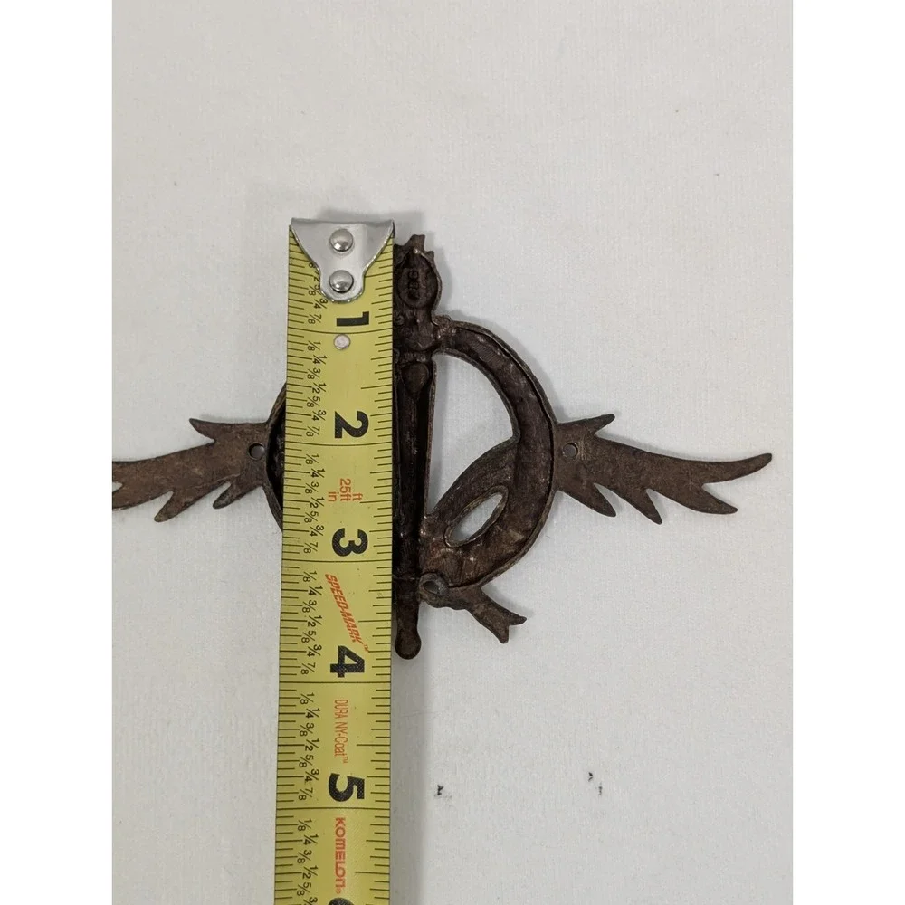 Vintage Brass Ornament Embelishment Wall Hanging Ornate Decor Flame Wing